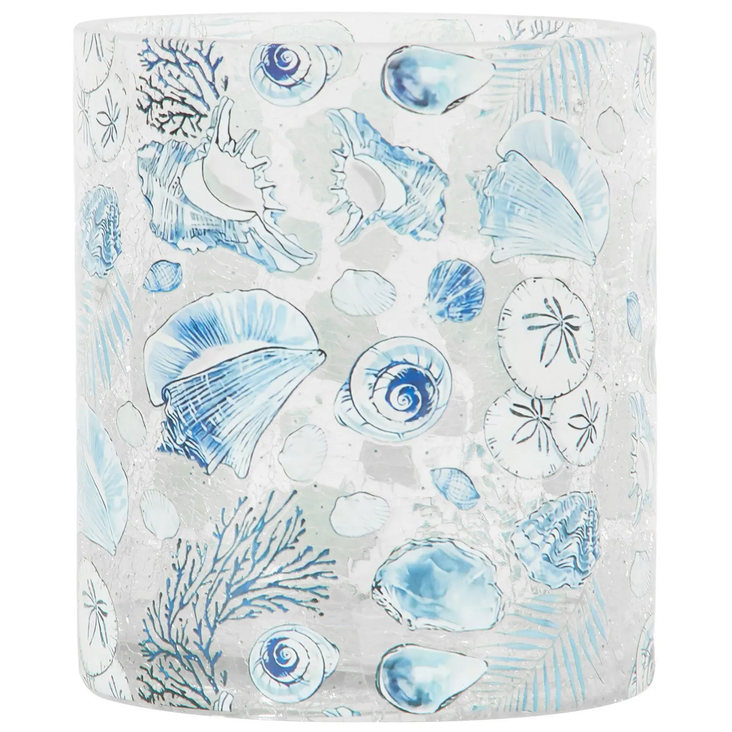 Coastal Crackle Candle Holder - Blue