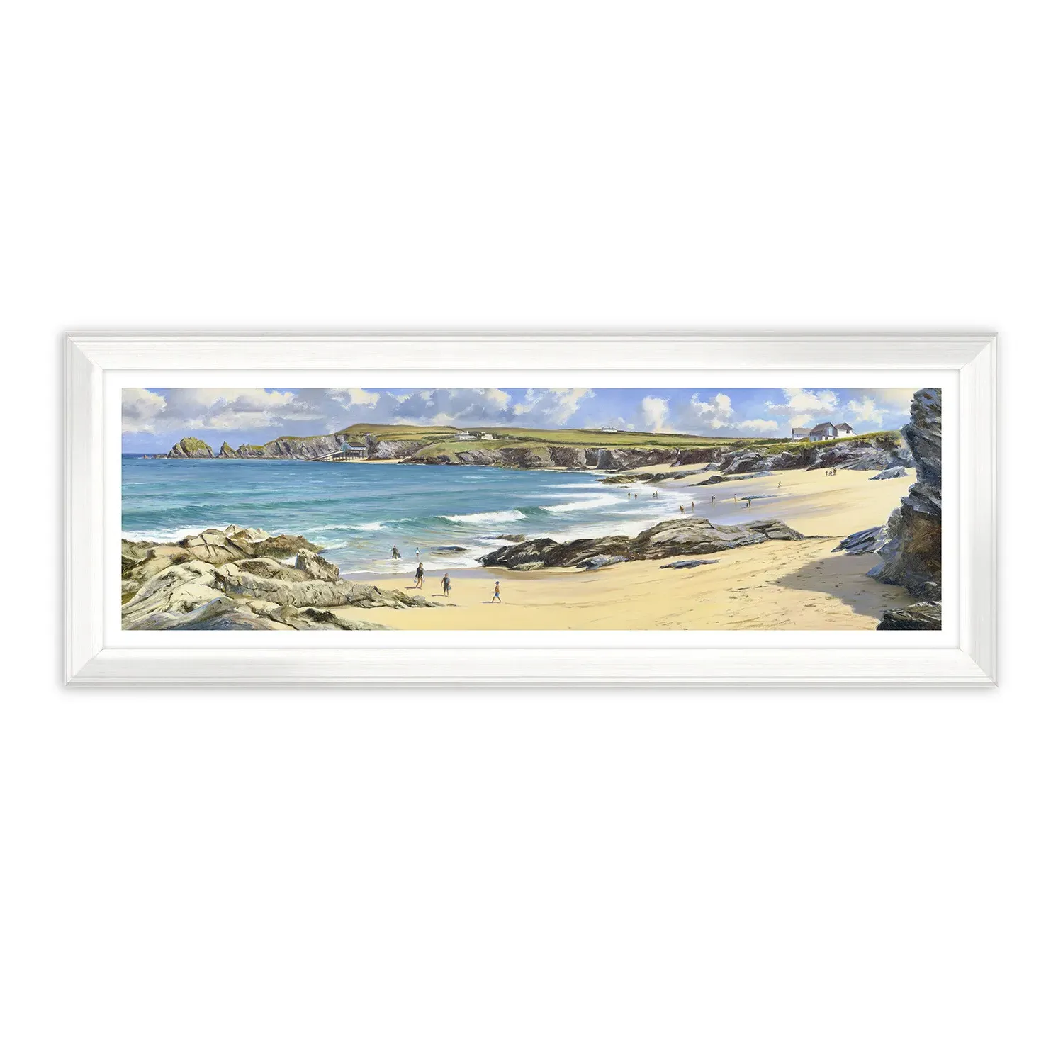 Coastal Summer Stroll Framed Art - Multicolour