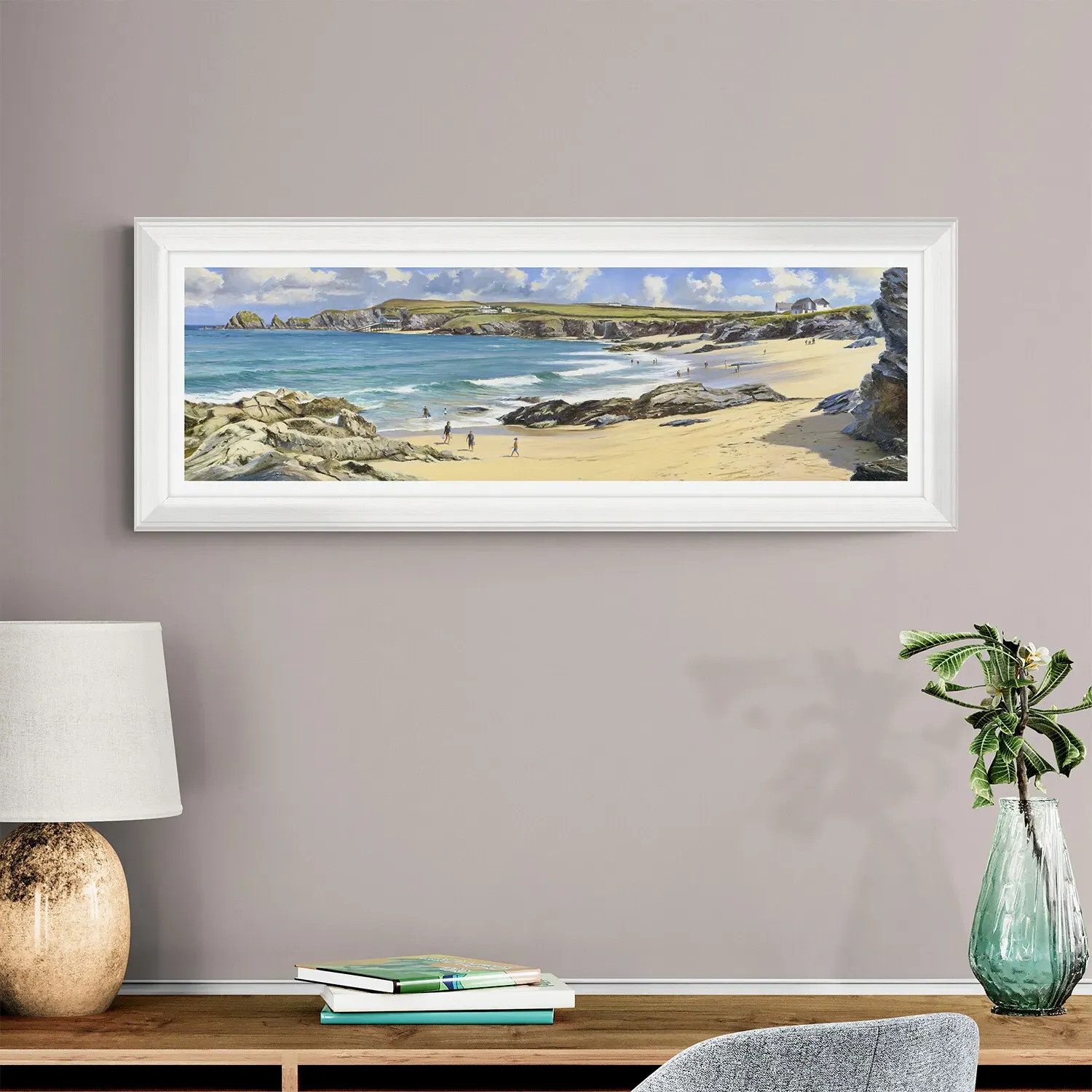 Coastal Summer Stroll Framed Art - Multicolour image