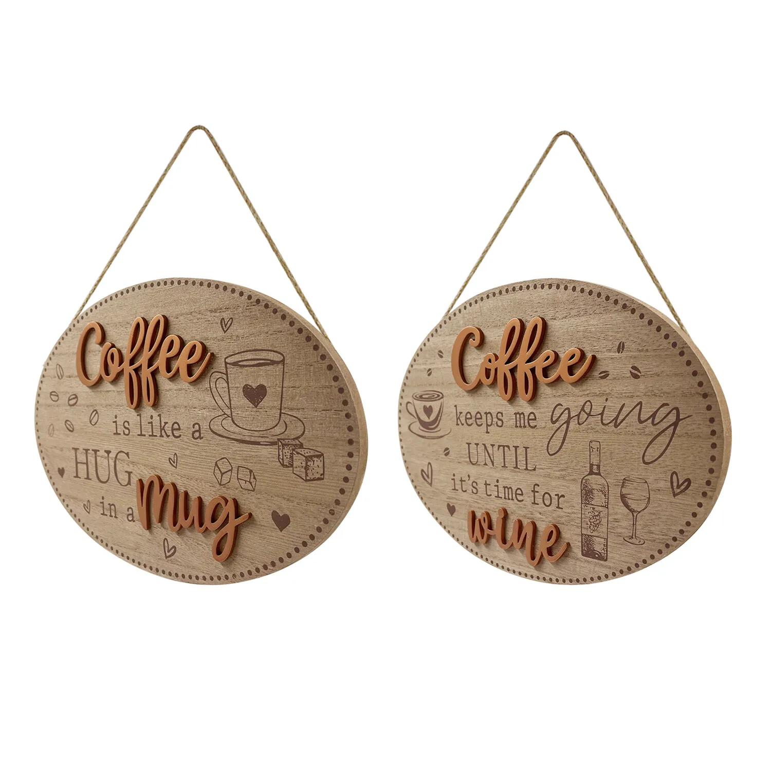 Coffee Slogan Hanging Plaque