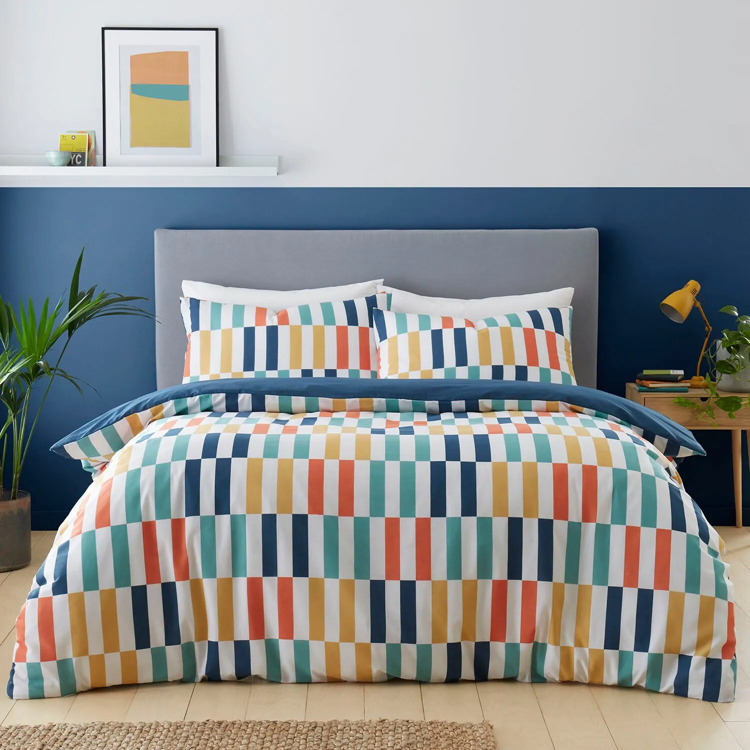 Colby Blocks Double Duvet Set - Multicolour