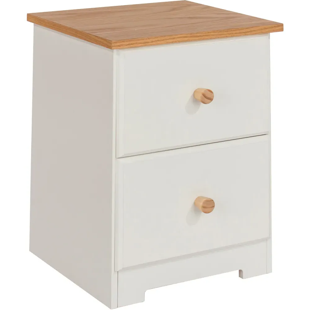 Colorado 2 Drawer Bedside Table - White, Oak