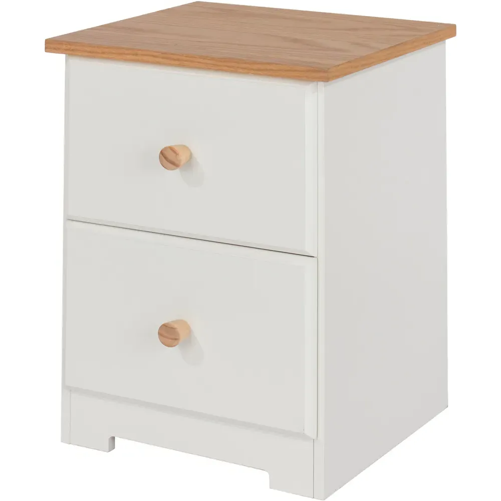 Colorado 2 Drawer Bedside Table - White, Oak