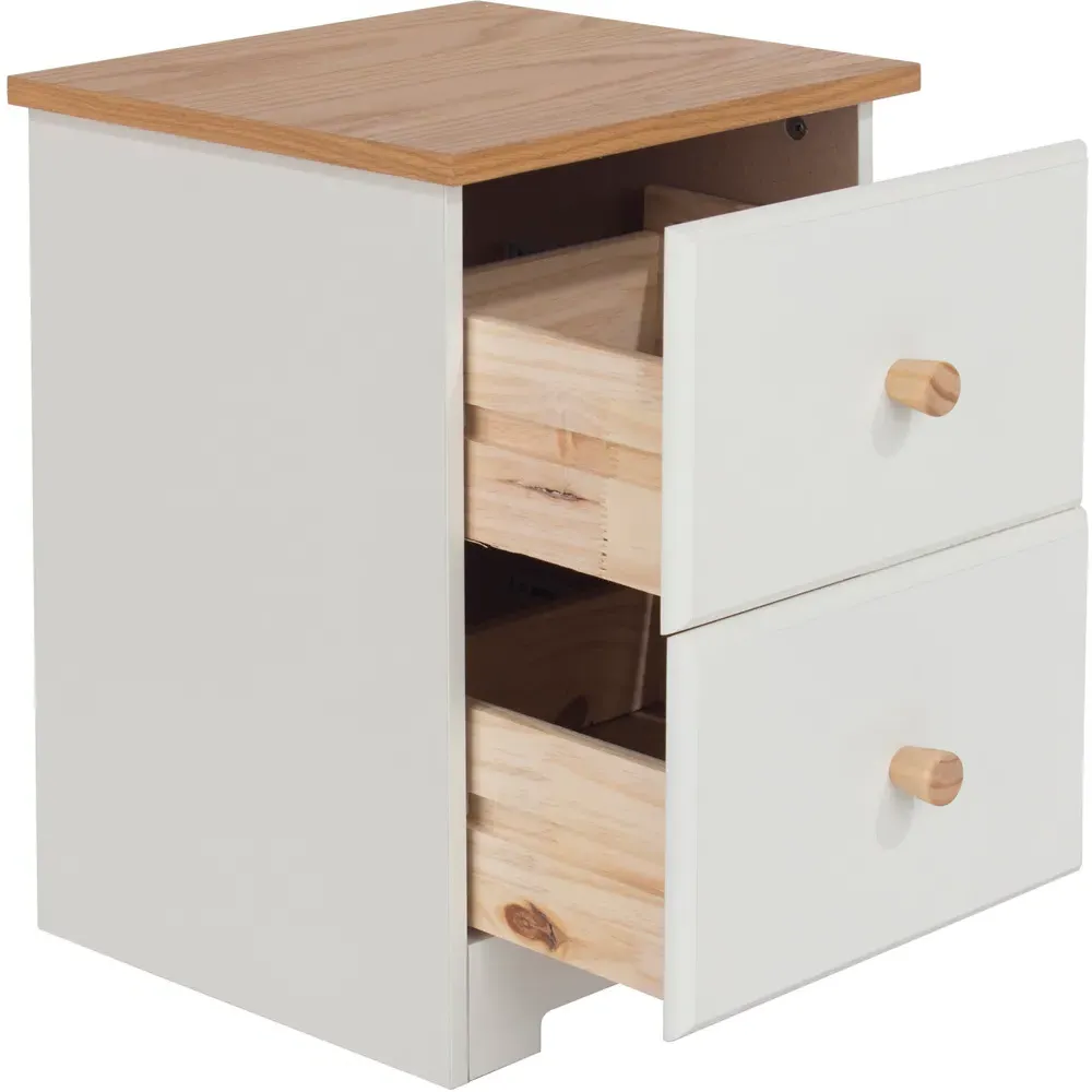 Colorado 2 Drawer Bedside Table - White, Oak