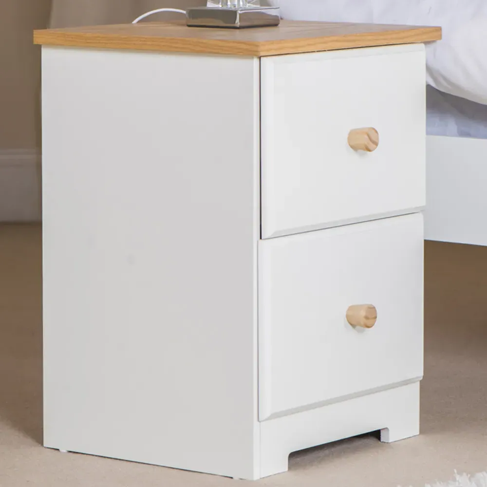 Colorado 2 Drawer Bedside Table - White, Oak image