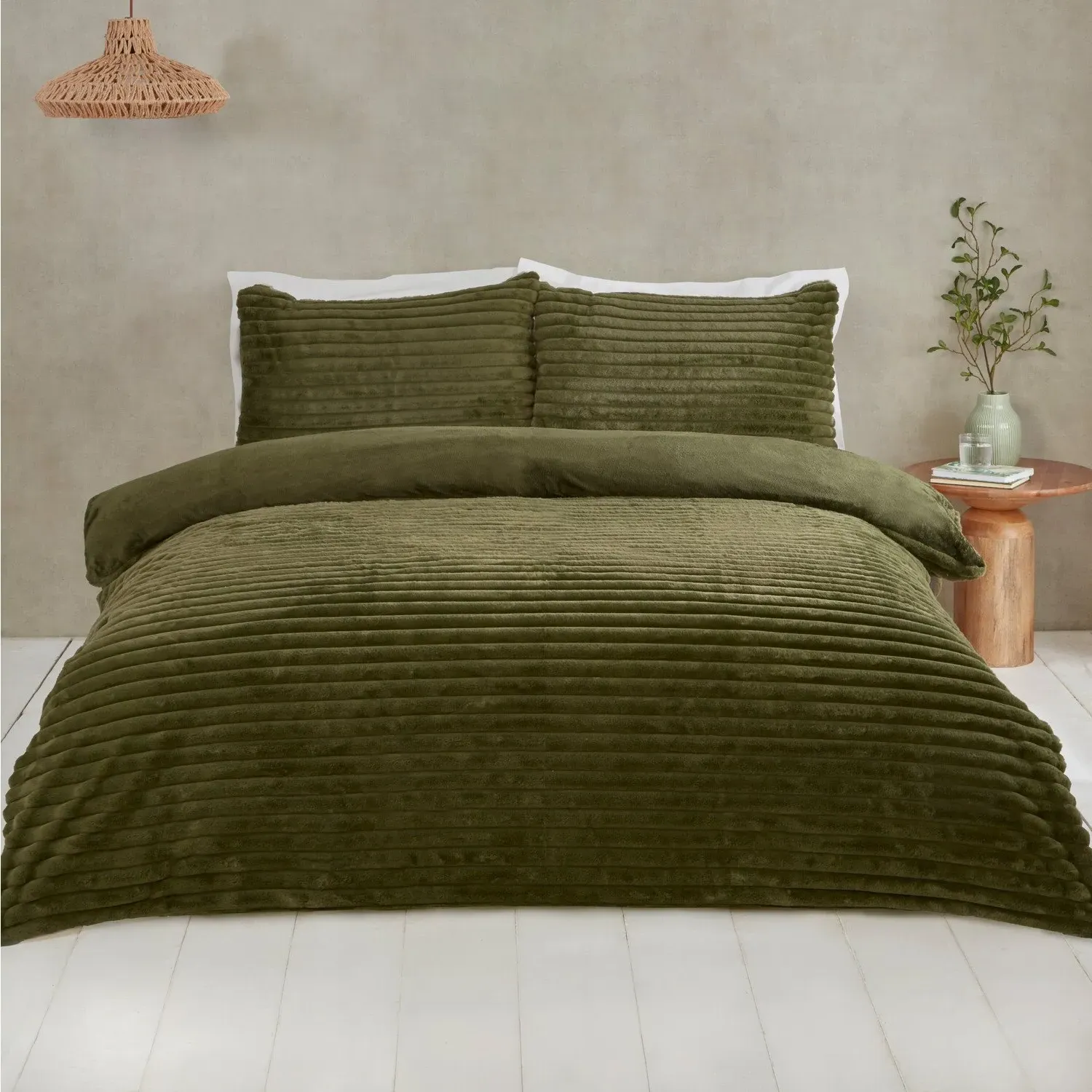 Colorado Double Size Faux Fur Duvet Set - Green