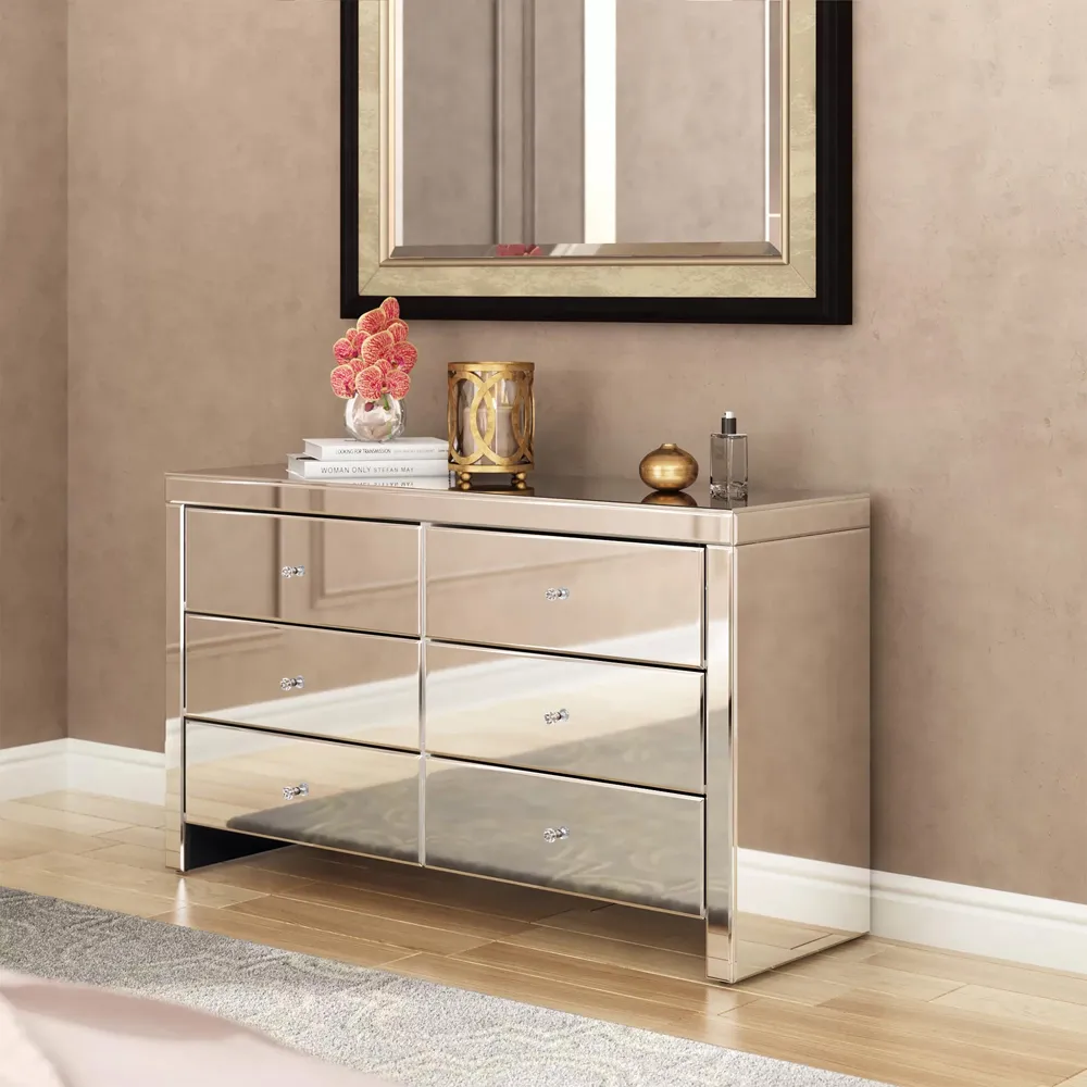 Comfy Living 6 Drawer Chest of Drawers - Silver