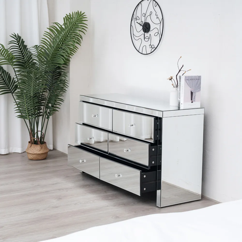 Comfy Living 6 Drawer Chest of Drawers - Silver