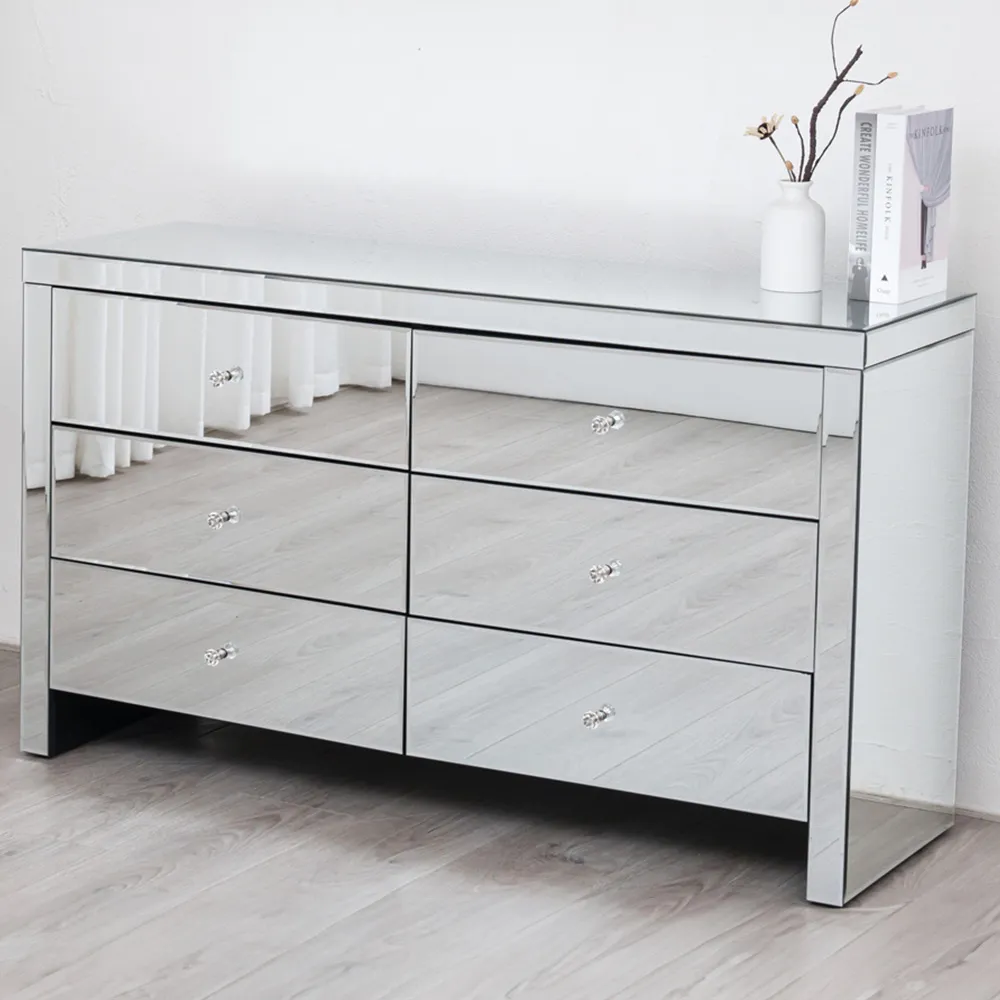Comfy Living 6 Drawer Chest of Drawers - Silver
