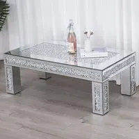 Comfy Living Rectangular Coffee Table with Crystal Detail
