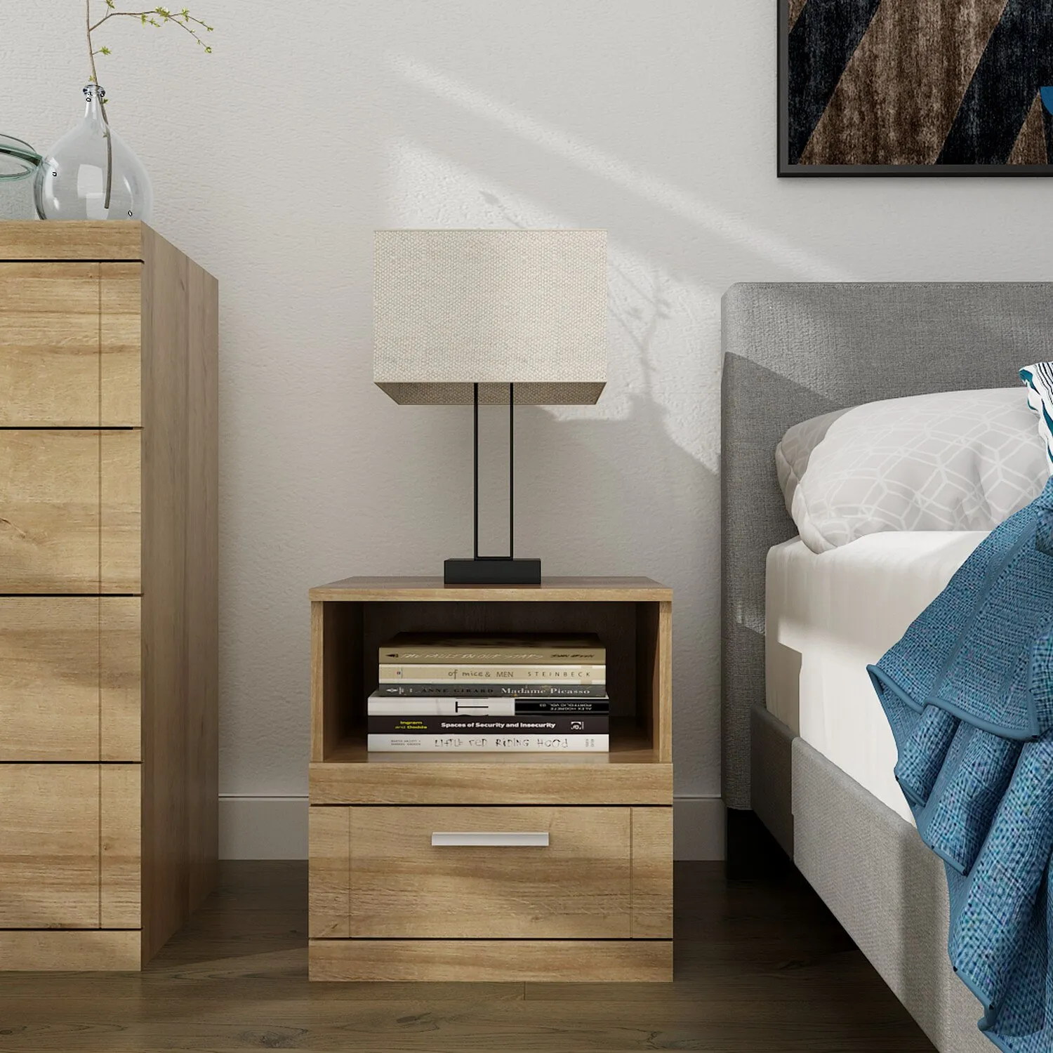 Compton 1 Drawer Bedside Table - Wood image