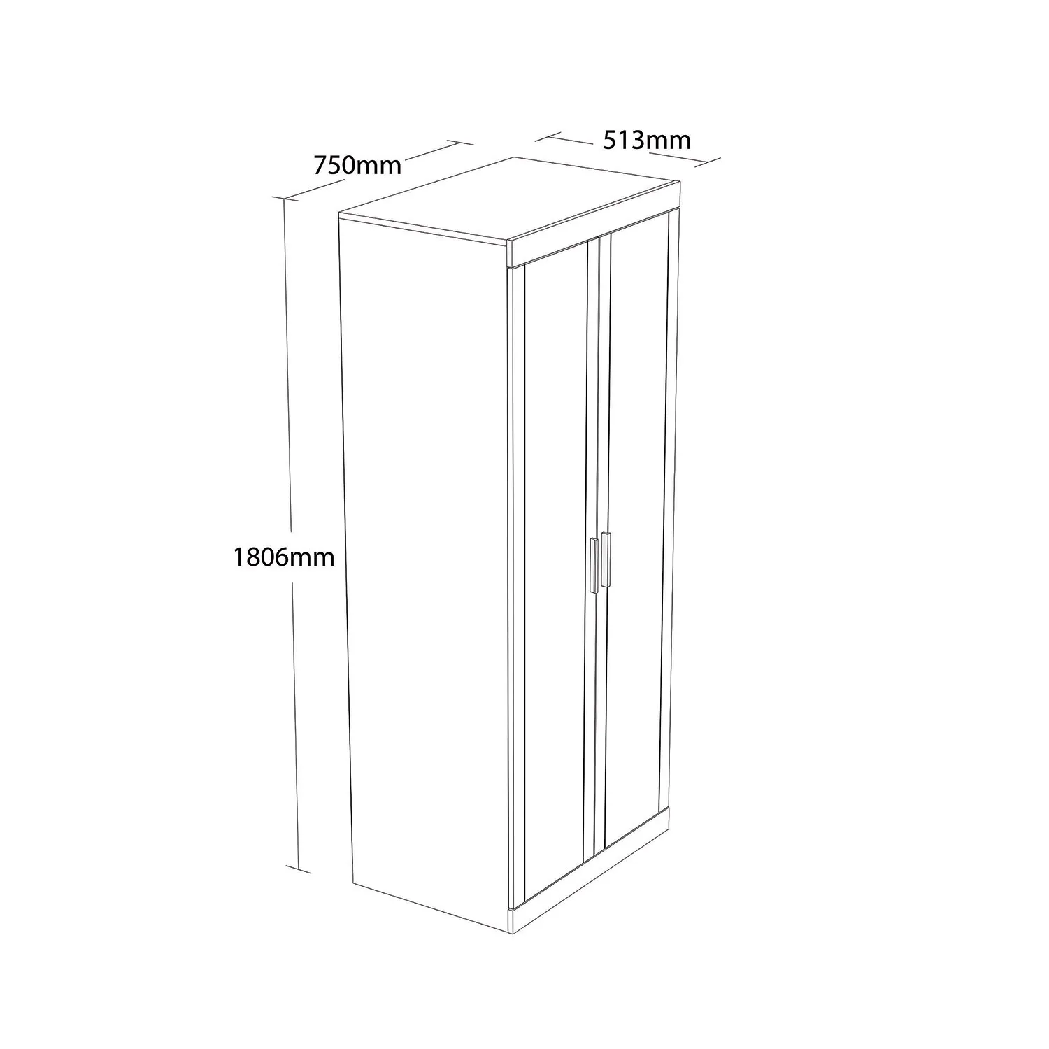 Compton 2-Door Wardrobe - Brown, Euro Oak