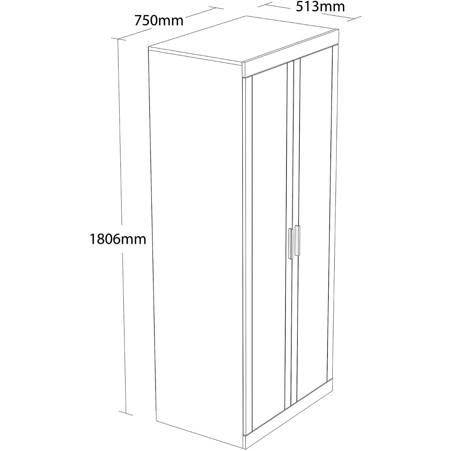 Compton 2-Door Wardrobe - Brown, Euro Oak
