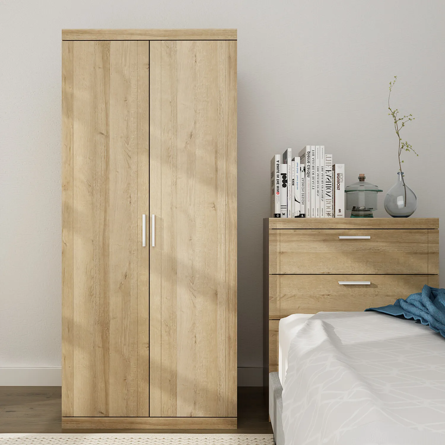 Compton 2-Door Wardrobe - Brown, Euro Oak