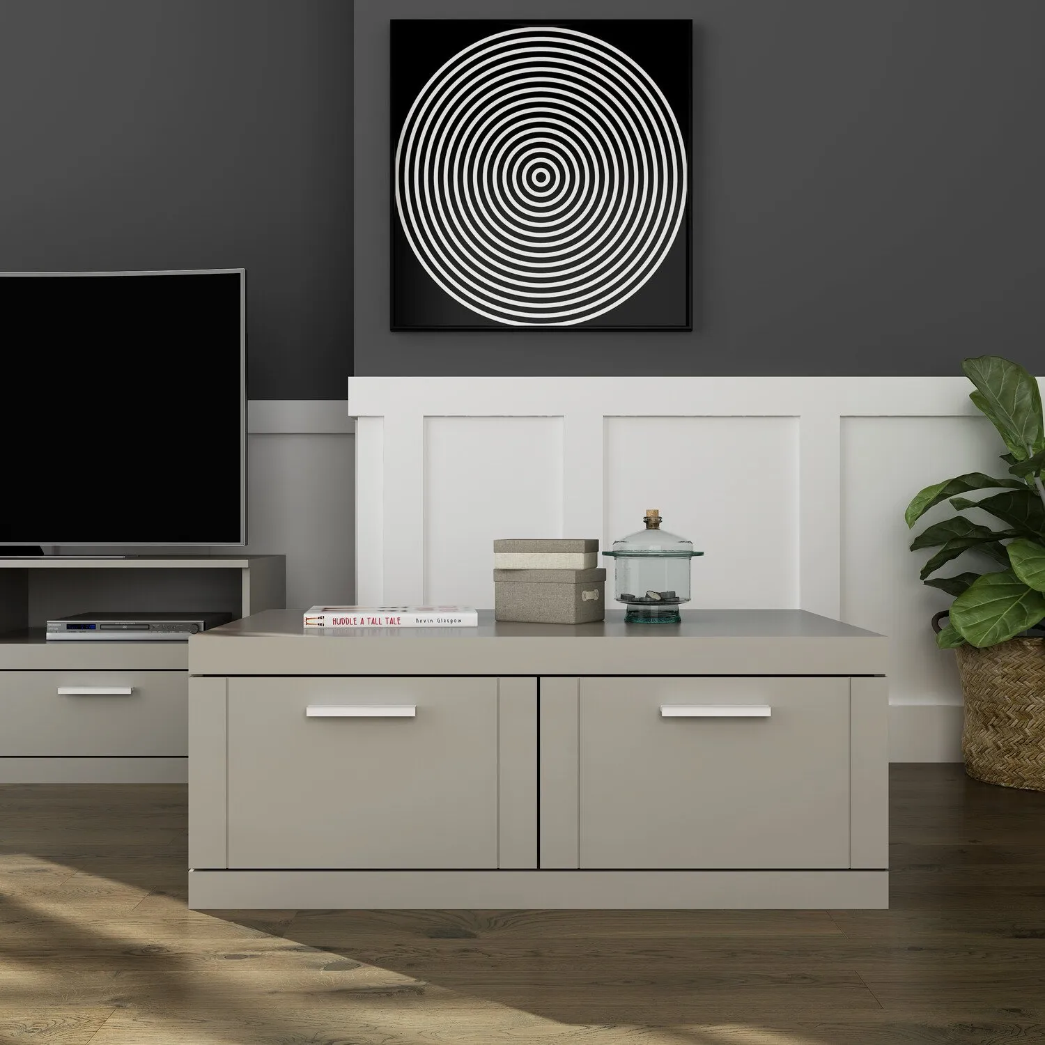 Compton 2 Drawer Coffee Table - Grey image