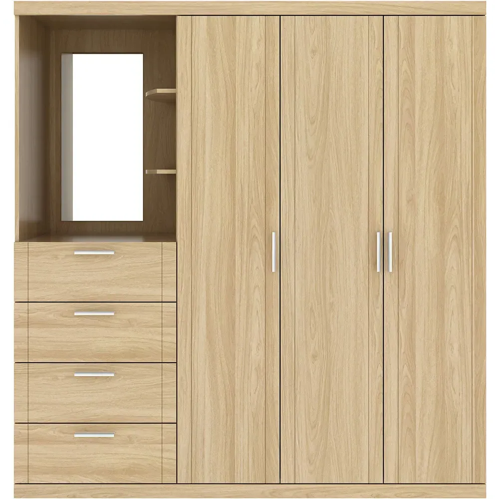 Compton 3 Door Combination Wardrobe - Euro Oak