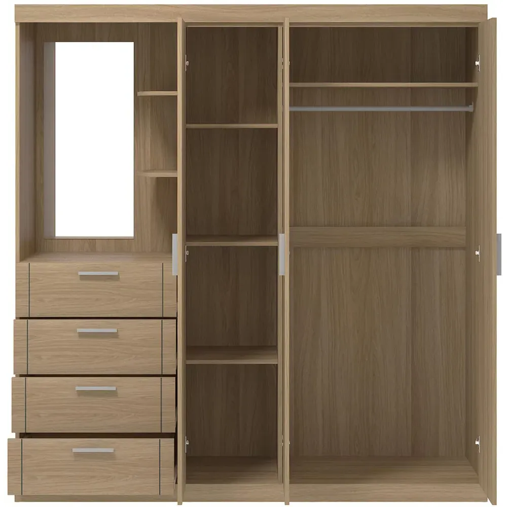 Compton 3 Door Combination Wardrobe - Euro Oak