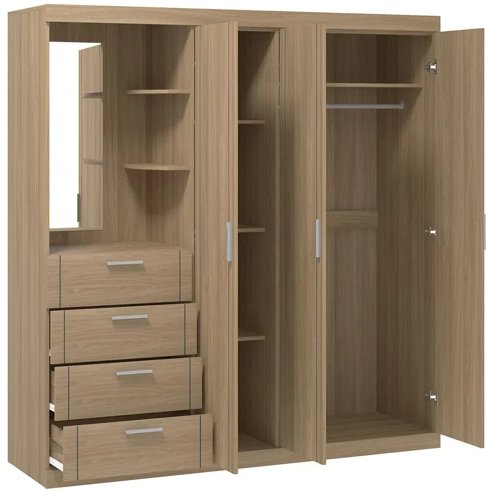 Compton 3 Door Combination Wardrobe - Euro Oak