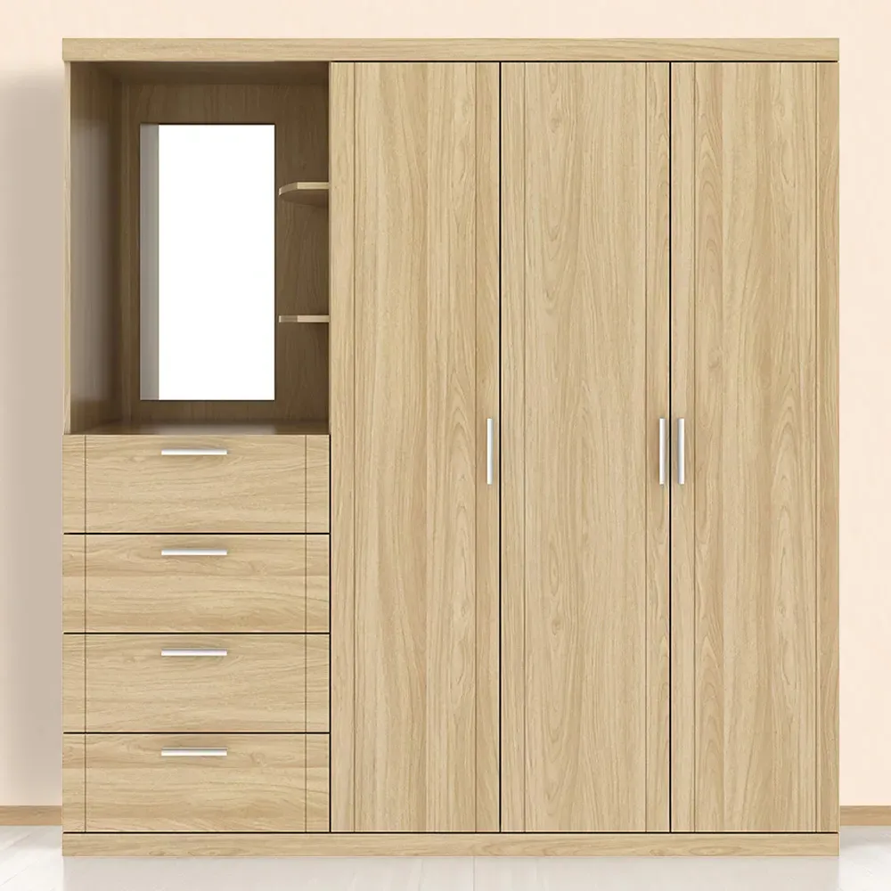 Compton 3 Door Combination Wardrobe - Euro Oak