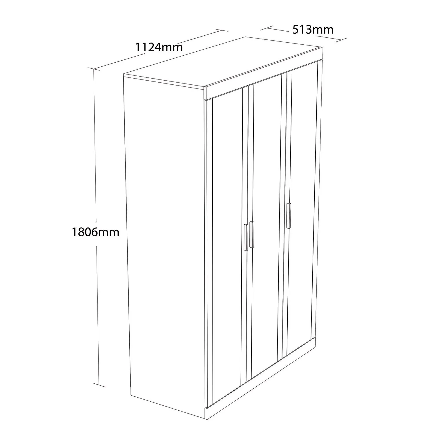 Compton 3 Door Wardrobe - Brown