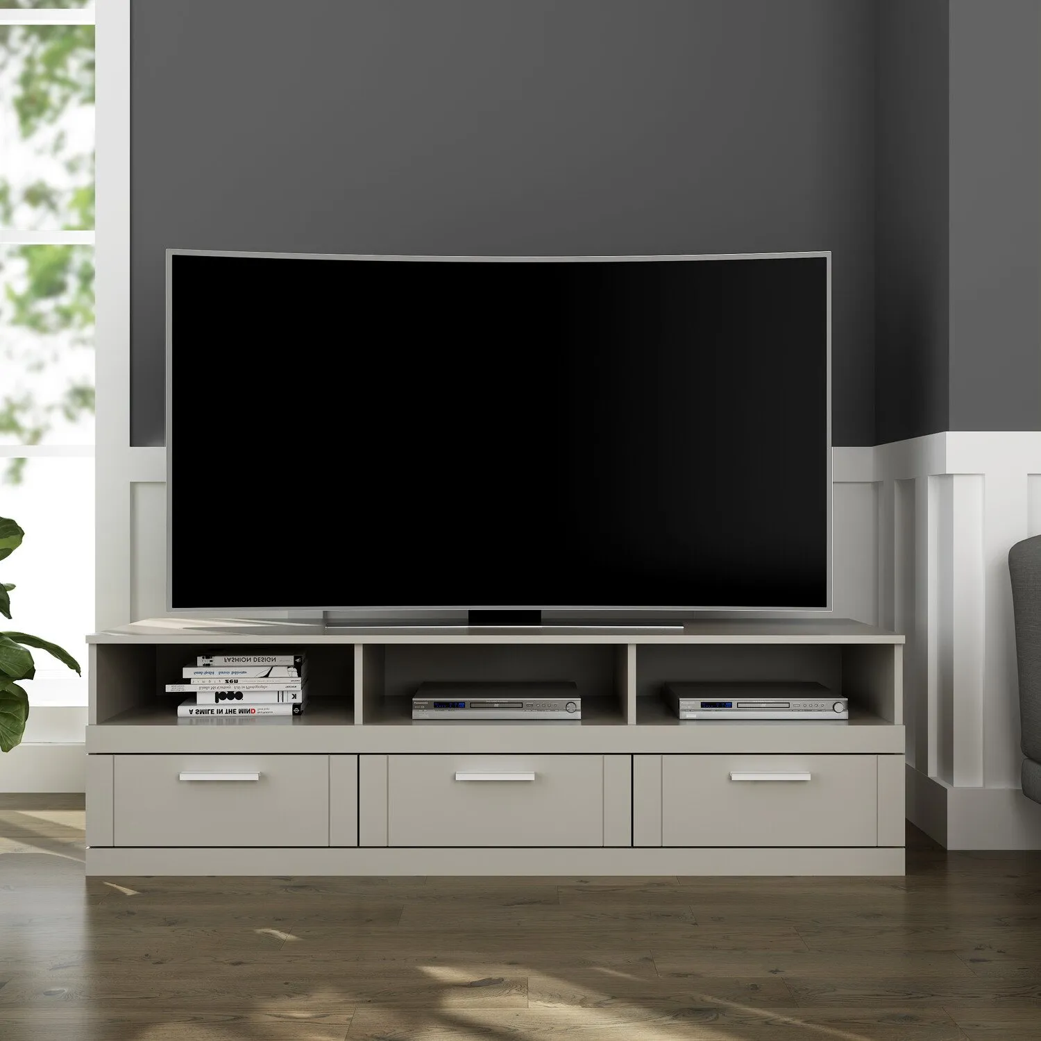 Compton Large TV Unit with Storage - Grey image