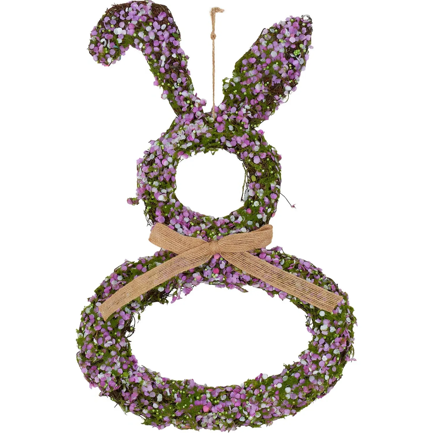 Confetti Bunny Wreath with Hessian Bow - Multicolor