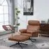Conley Leather Armchair with Footstool - Brown
