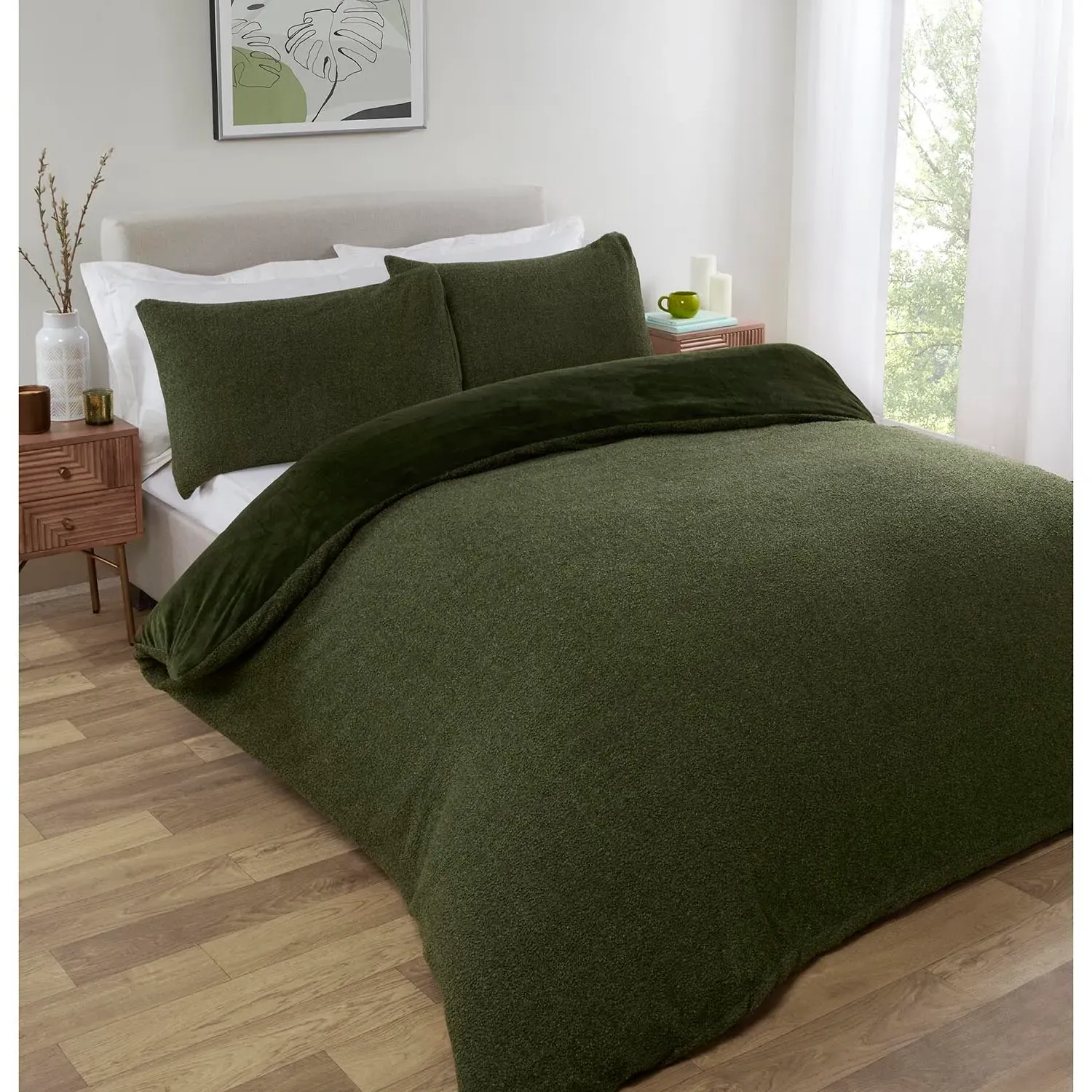 Copenhagen King Size Duvet Cover Set - Khaki, Boucle