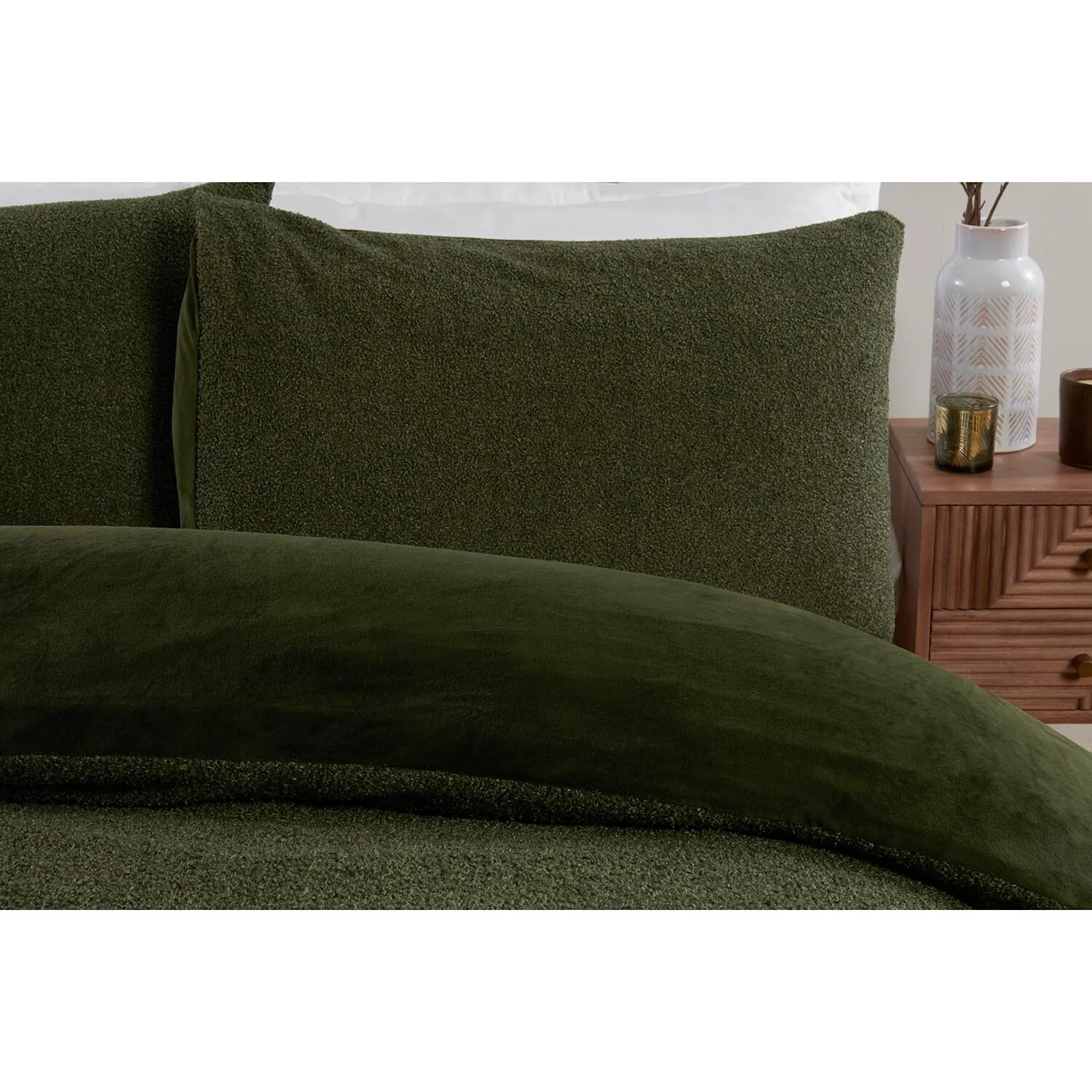 Copenhagen King Size Duvet Cover Set - Khaki, Boucle