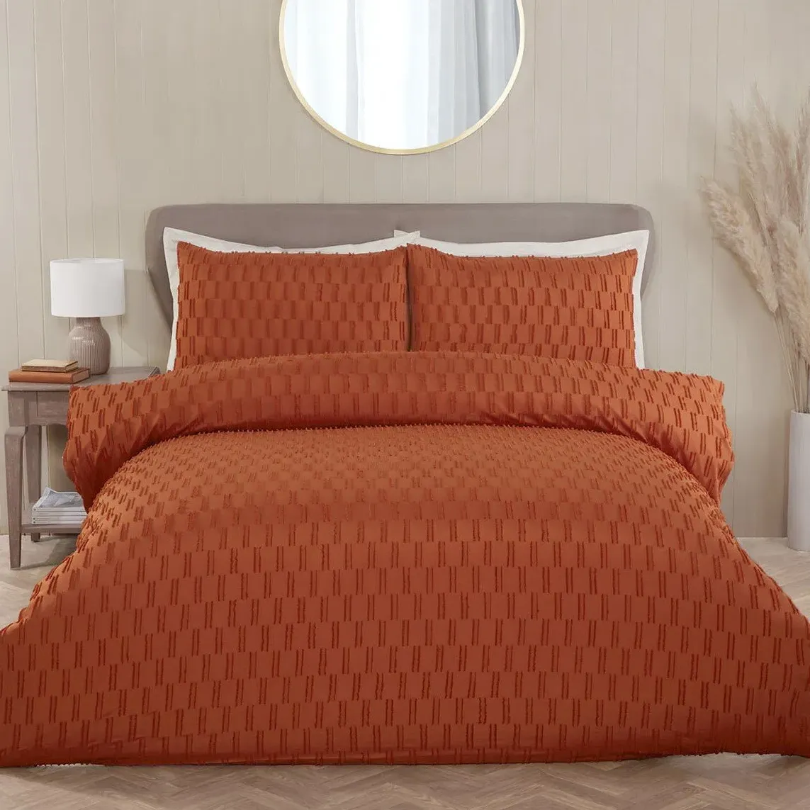 Copenhagen Super King Tufted Duvet Set - Rust
