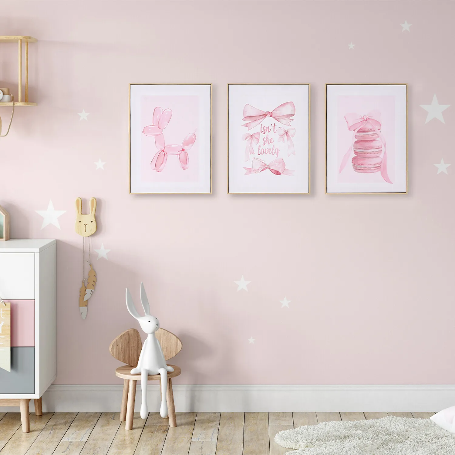 Coquette Set of 3 Framed Art - Pink