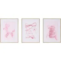 Coquette Set of 3 Framed Art - Pink