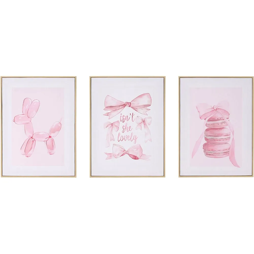 Coquette Set of 3 Framed Art - Pink