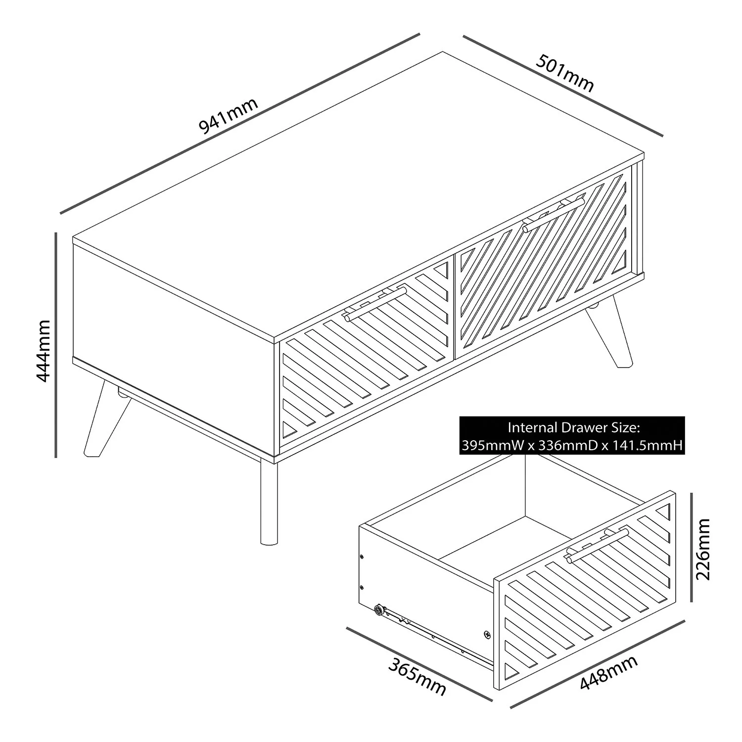 Cora 2 Drawer Coffee Table - Green