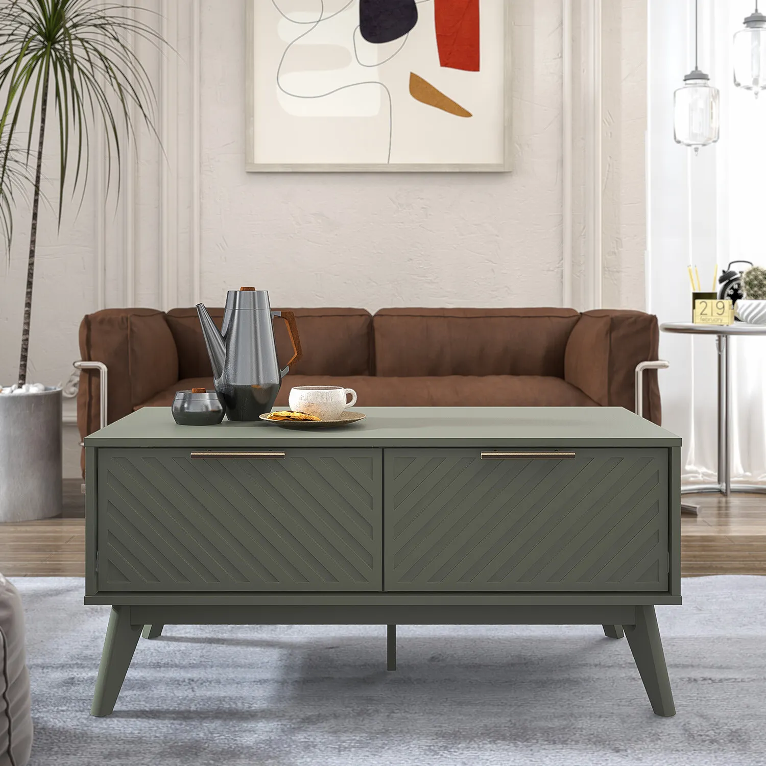 Cora 2 Drawer Coffee Table - Green