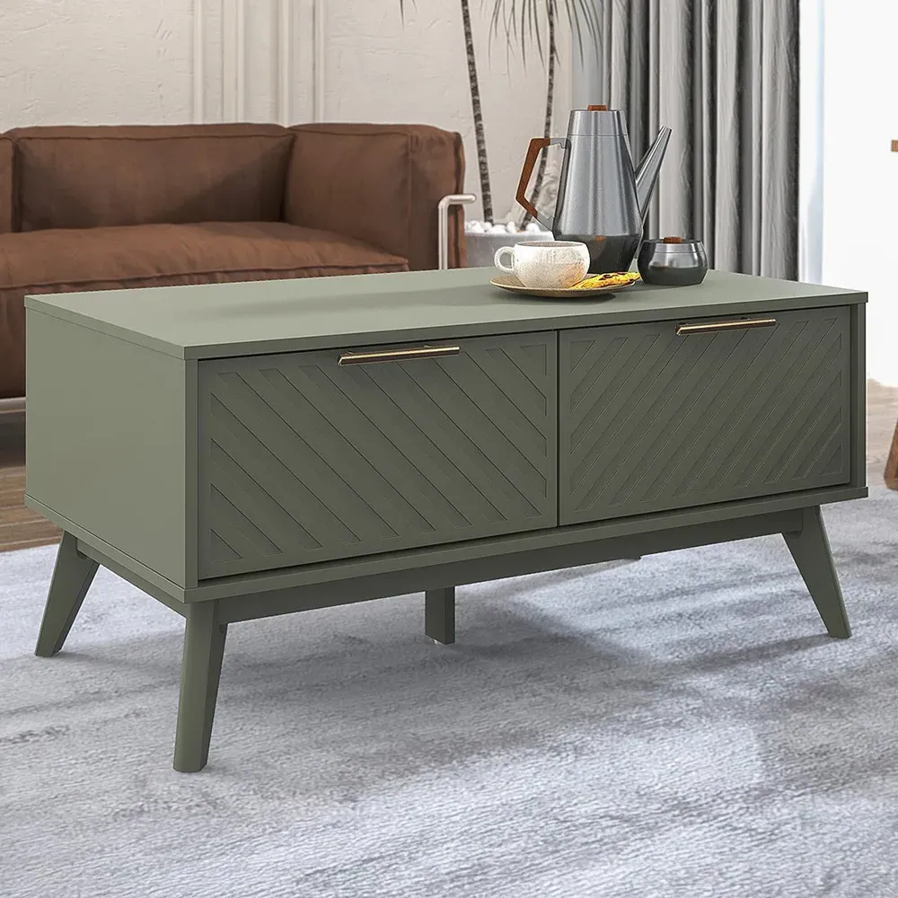 Cora 2 Drawer Coffee Table - Green image