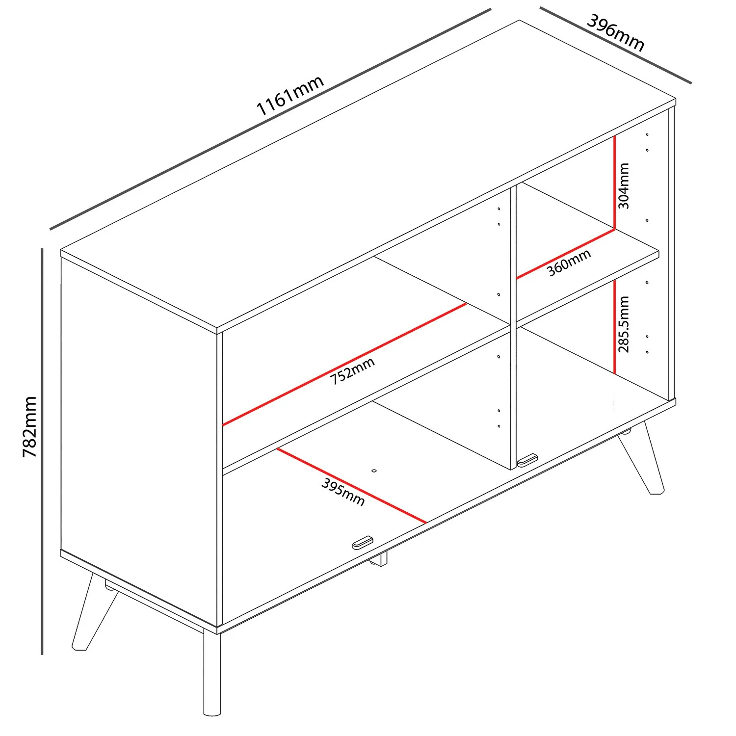 Cora 3 Door Sideboard - Green