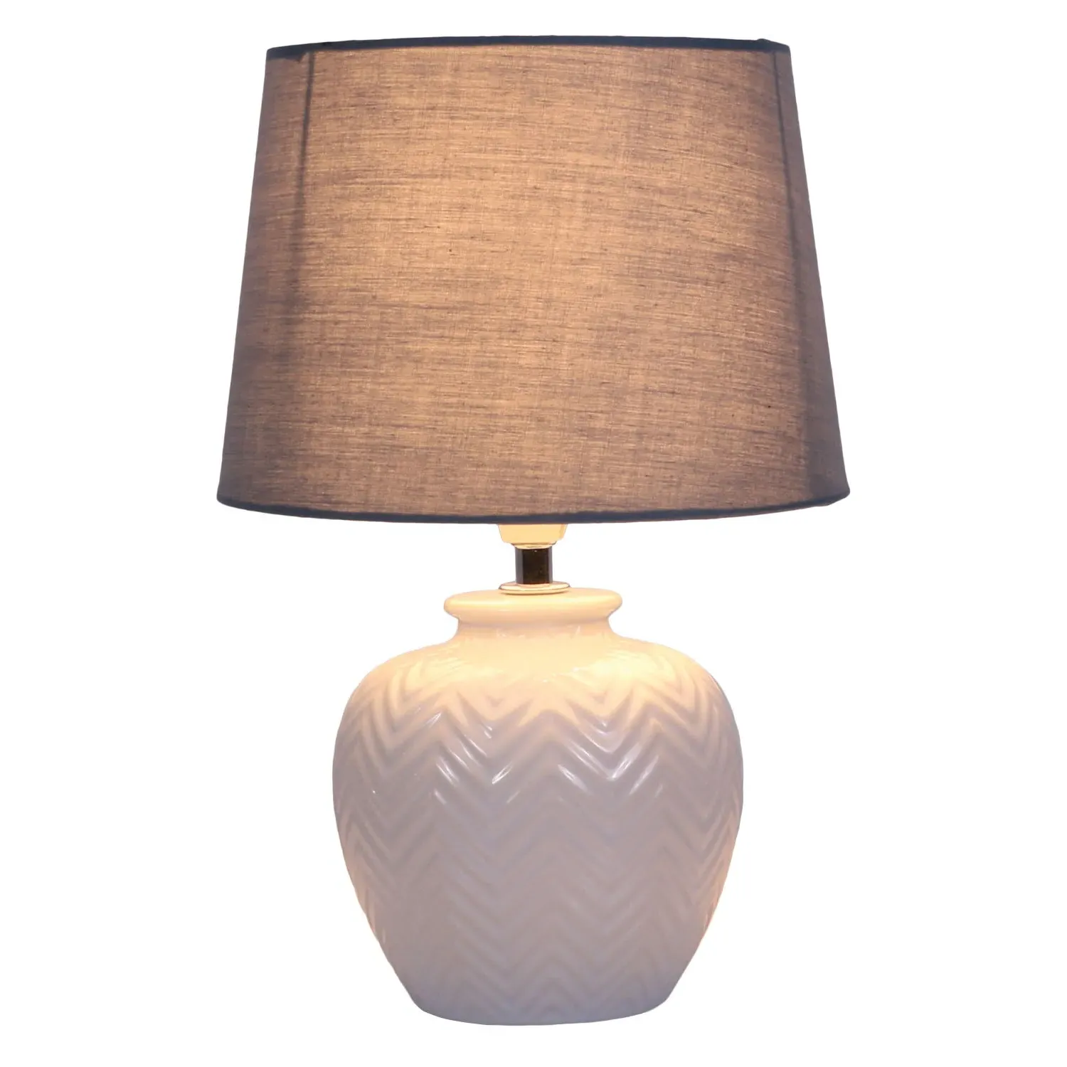 Cordelia Chevron Table Lamp - White, Ceramic