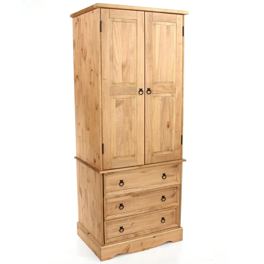 Corona 2 Door 3 Drawer Wardrobe - Brown, Pine