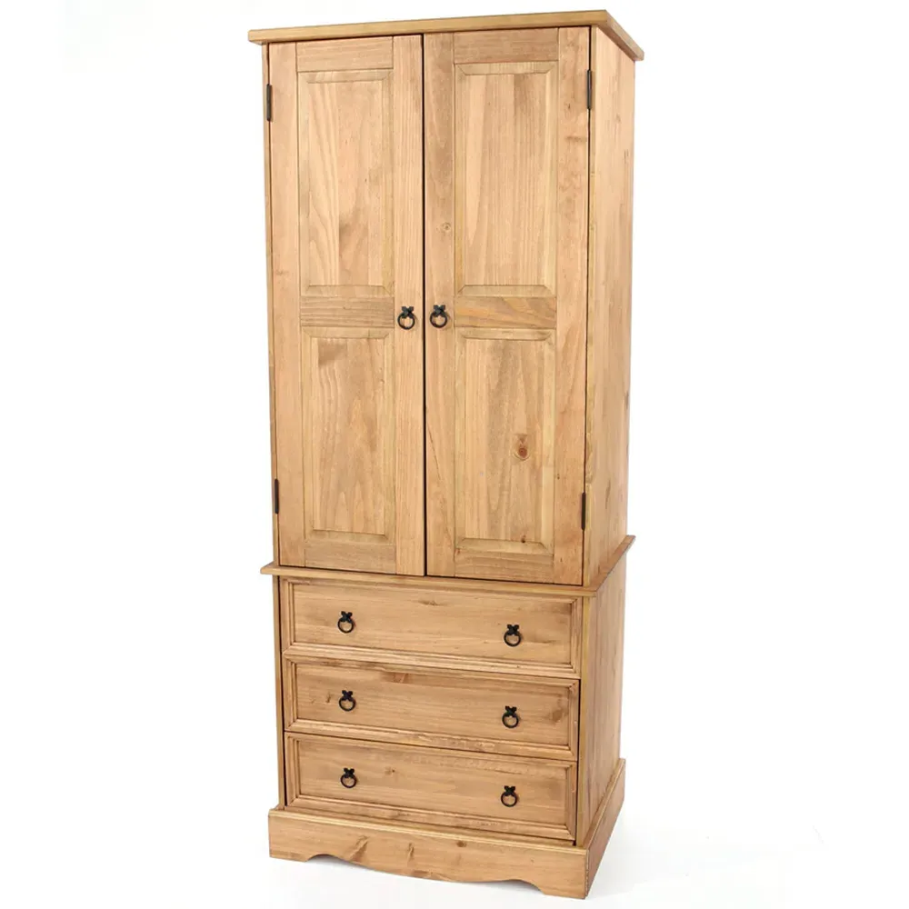 Corona 2 Door 3 Drawer Wardrobe - Brown, Pine