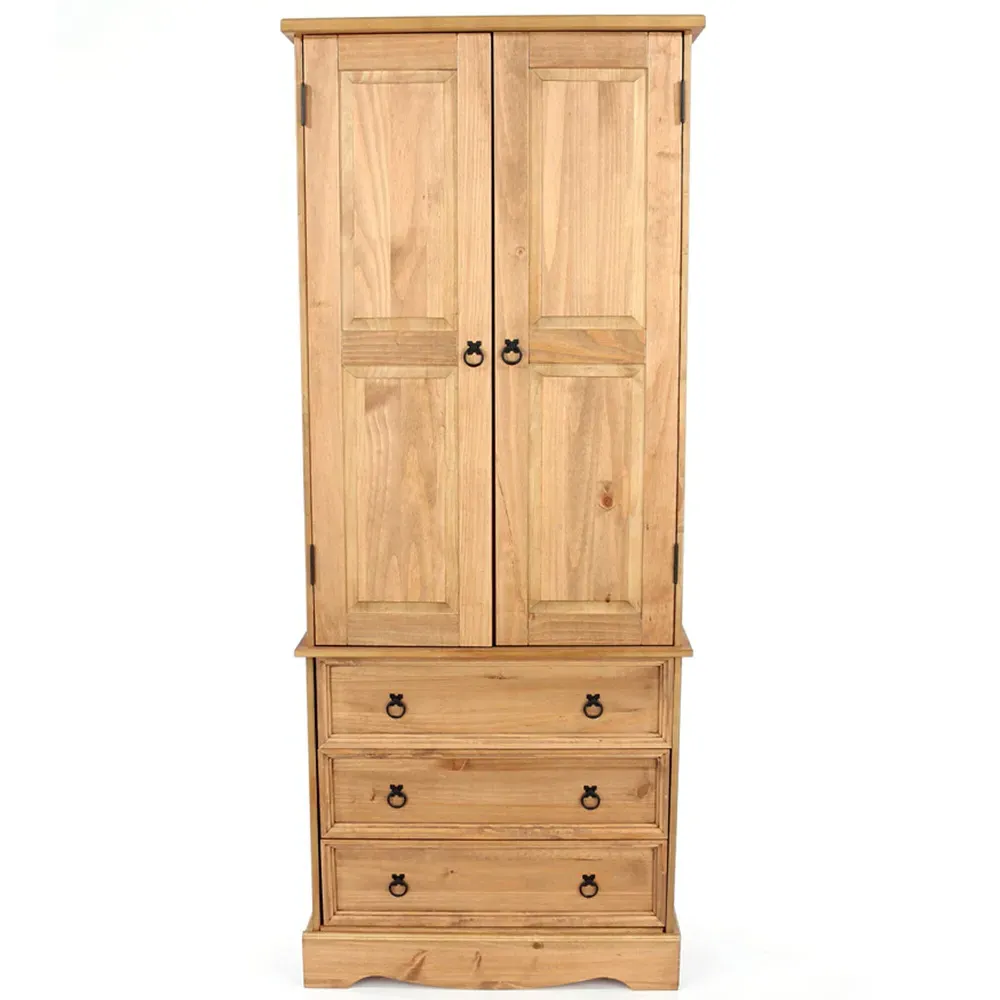 Corona 2 Door 3 Drawer Wardrobe - Brown, Pine