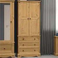 Corona 2 Door 3 Drawer Wardrobe - Brown, Pine