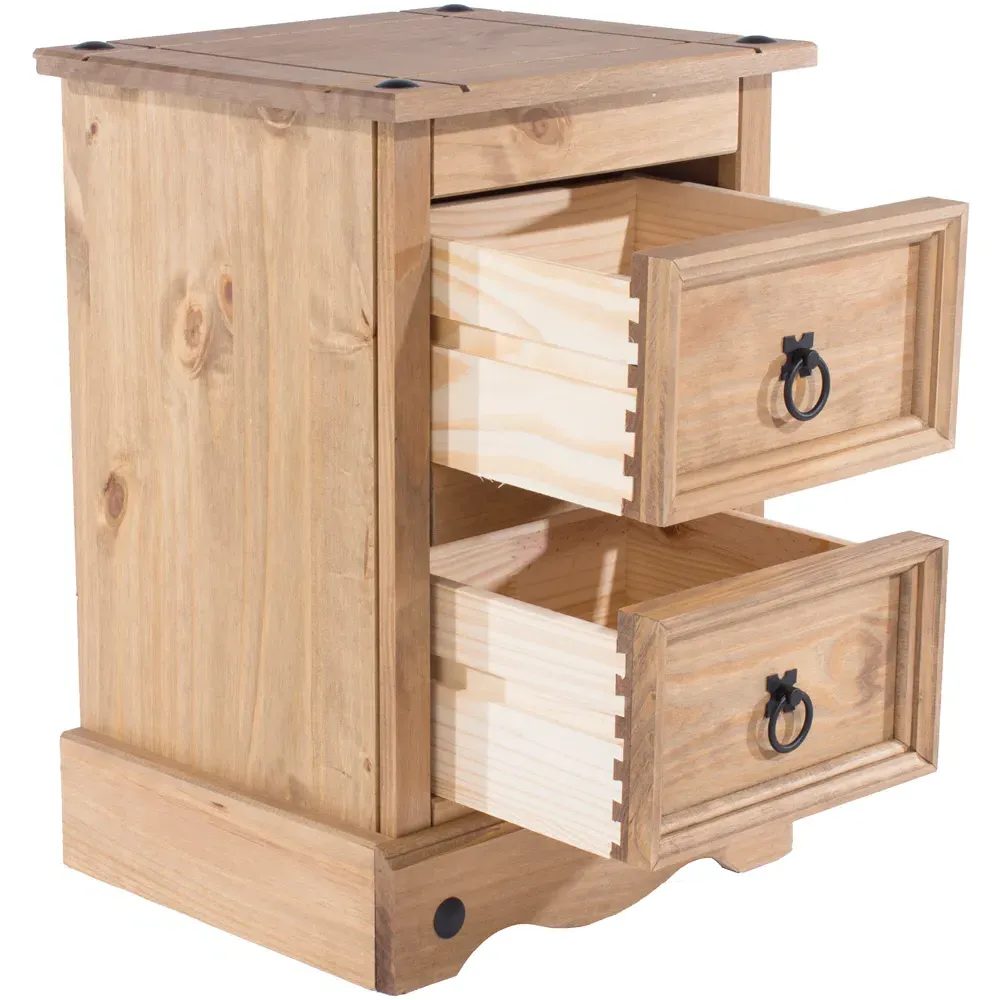 Corona 2 Drawer Petite Bedside Table - Brown, Pine