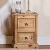 Corona 2 Drawer Petite Bedside Table - Brown, Pine