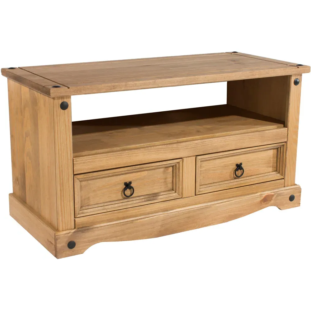Corona 2 Drawer TV Unit - Brown, Pine