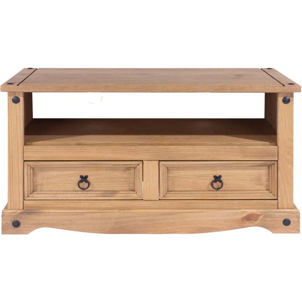 Corona 2 Drawer TV Unit - Brown, Pine