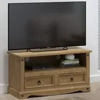 Corona 2 Drawer TV Unit - Brown, Pine