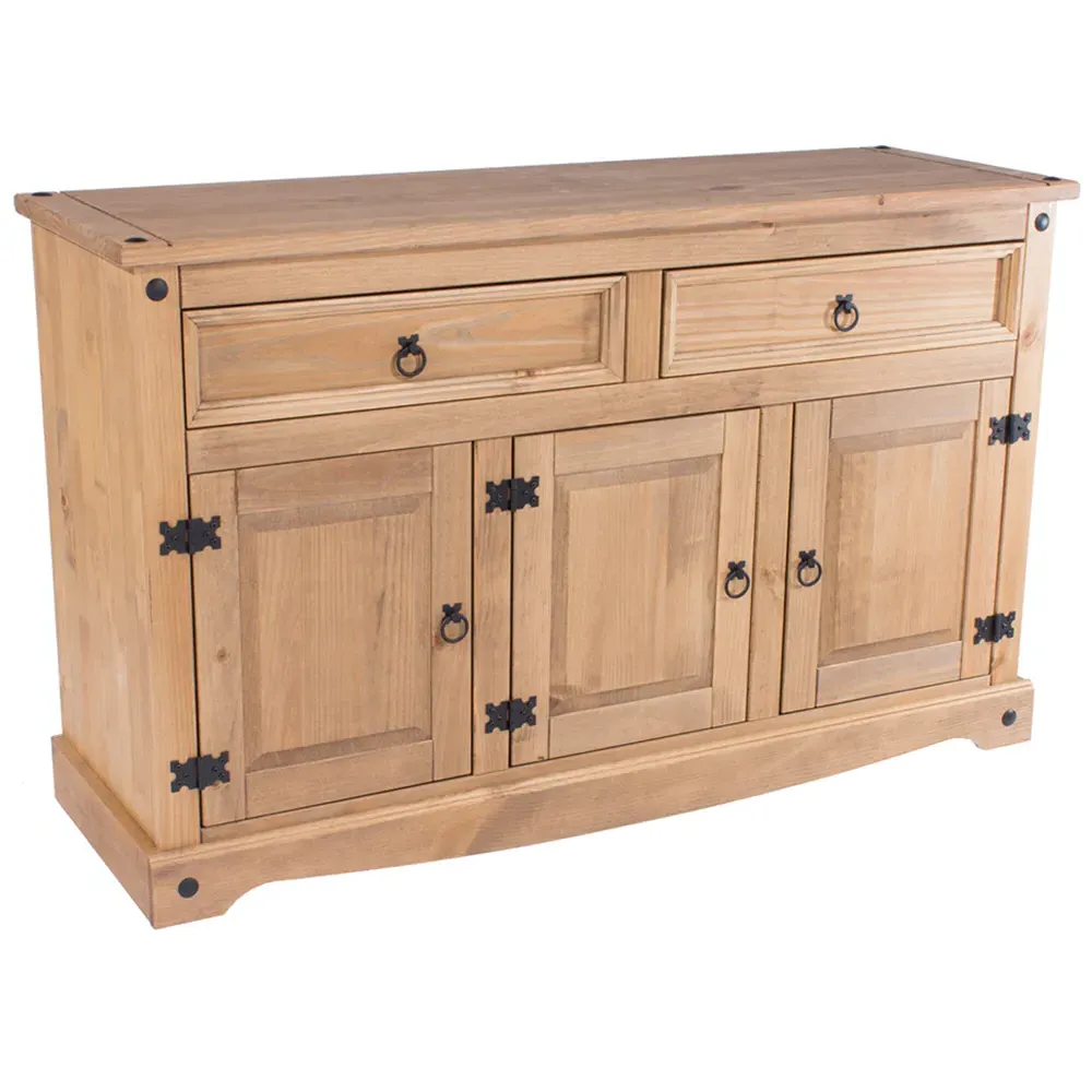 Corona 3 Door 2 Drawer Sideboard - Brown, Pine
