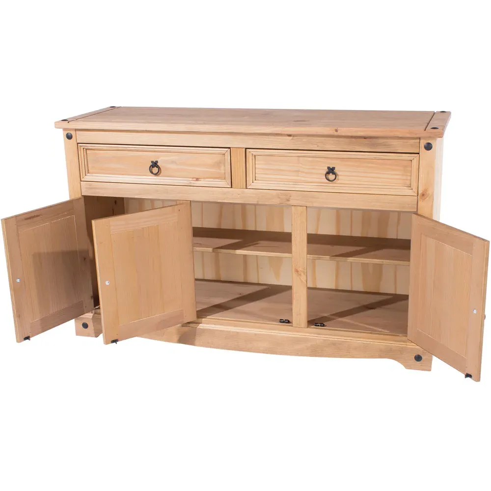 Corona 3 Door 2 Drawer Sideboard - Brown, Pine