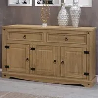 Corona 3 Door 2 Drawer Sideboard - Brown, Pine